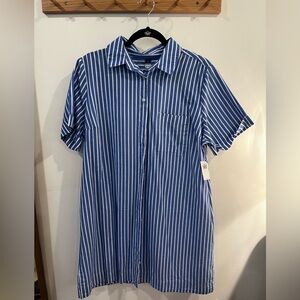 Blue & White Striped Shirt-Dress